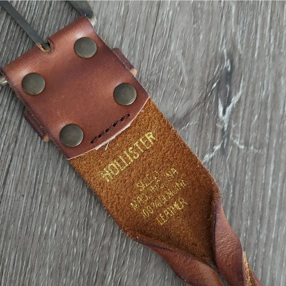 Hollister Twsited Braid Belt with Studs Size Medium